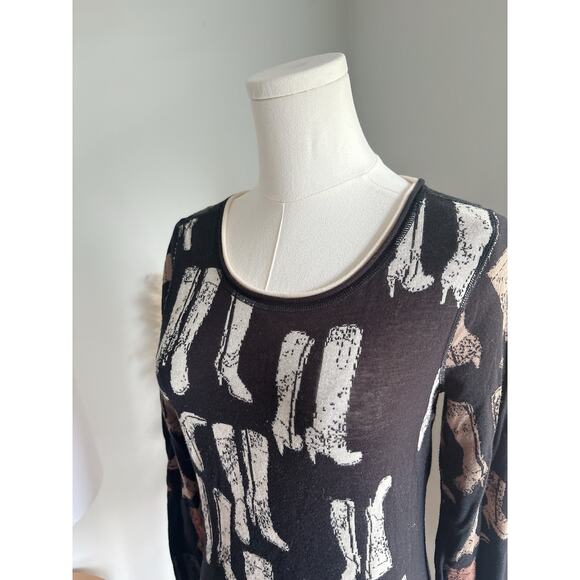 Nic + Zoe These Boots Sweater Size Small Reversible Jacquard Western - Picture 4 of 15